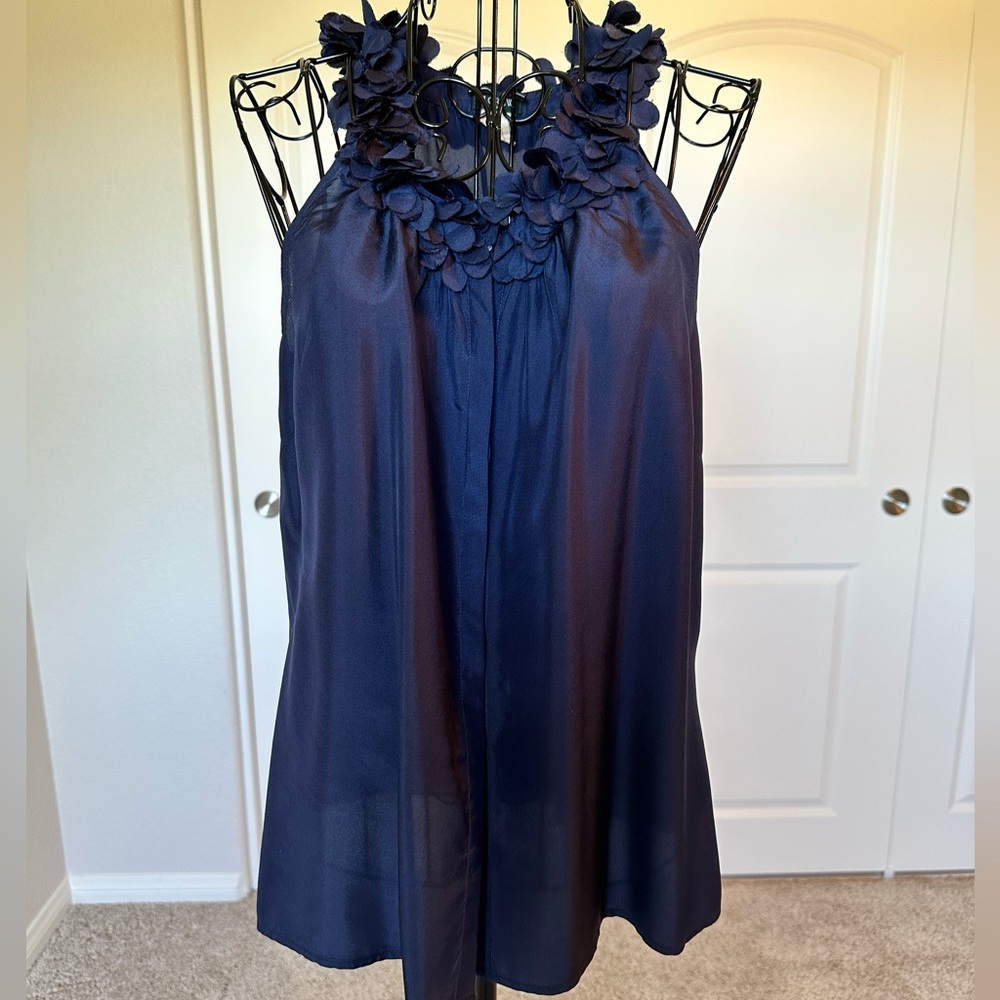 J. Crew Navy Sleeveless Top with Floral Detail